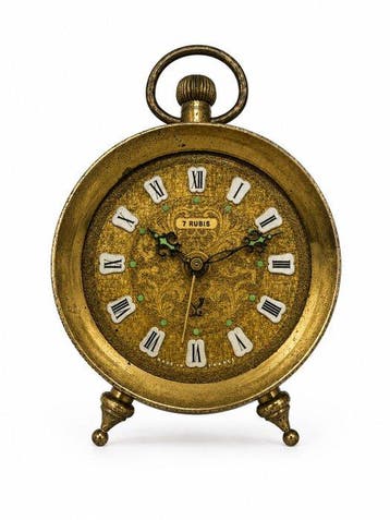 Wekker - JAZ - Vintage Metaal * afwerking: verguld /