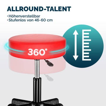 Rolkruk kunstleer Rood 360° draaibaar (Kantoor inrichting), Verzenden, Nieuw in verpakking