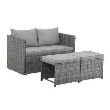 2 in 1 Polyrotan Loungeset Jamaika - Grijs, Verzenden, Nieuw