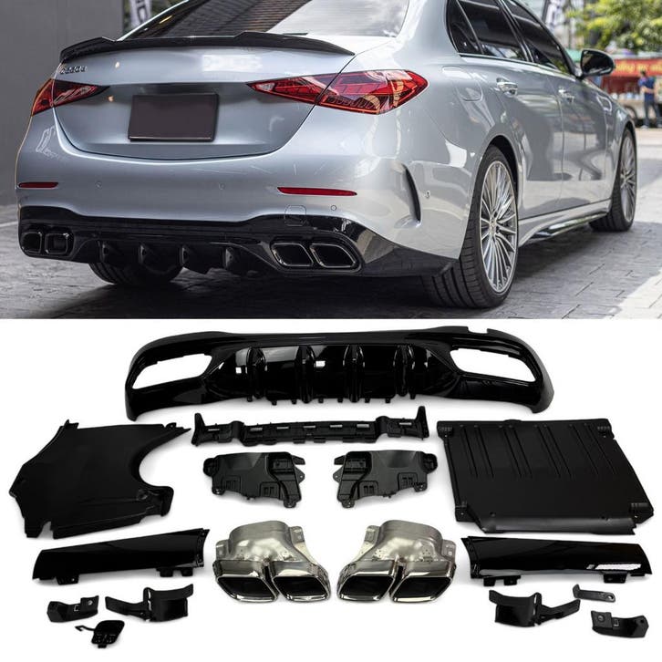 Diffuser + Uitlaatstukken (chrome) geschikt voor Mercedes, Auto diversen, Tuning en Styling