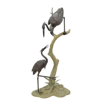 BRONZEN REIGER FONTEIN MET 2 REIGERS (Beeldjes - Decoratie), Verzenden, Nieuw