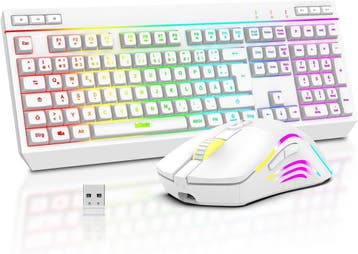 PC Gaming Set Wit | Oplaadbaar | 56% Korting, Gaming toetsenbord, Nieuw, Ophalen of Verzenden, Overige indelingen