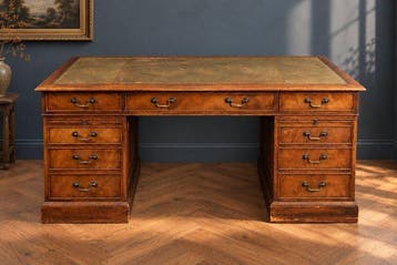 Bureau - eiken, mahonie en echt leder