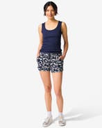HEMA Damesshort Fay relaxed fit bladeren donkerblauw, Verzenden, Nieuw