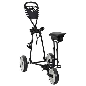 vidaXL Golf trolley met zitplaats Zwart en Wit IJzer, Verzenden, Nieuw