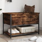 Opbergbankje 70x42,5x47 cm bewerkt hout gerookt eikenkleurig, Verzenden, Nieuw