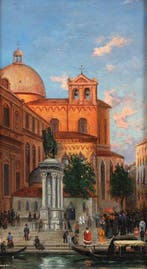 Venetian School (dated 1892) - Venice, view of Campo SS.