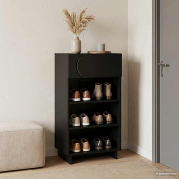vidaXL Schoenenkast 48 x 38 x 87,5 cm Bewerkt hout Zwart, Verzenden, Nieuw