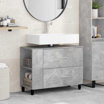 vidaXL Badkamer Waskom Betongrijs 80 x 35 x 60 cm Bewerkt, Verzenden, Nieuw