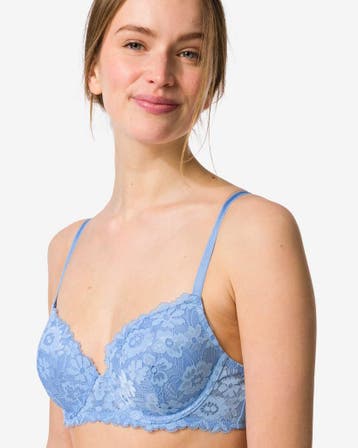 HEMA Voorgevormde kanten bh met beugel blauw, Verzenden, Blauw