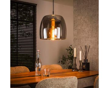Hanglamp Driana rond 1-lichts - glas en metaal - Ø35 cm -, Ophalen of Verzenden, Nieuw