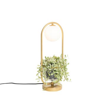 Art deco tafellamp goud met wit glas - Isabella, Verzenden, Nieuw, Art Deco