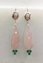 Zonder minimumprijs - Oorbellen Zilver, Sardonyx camee en, Nieuw