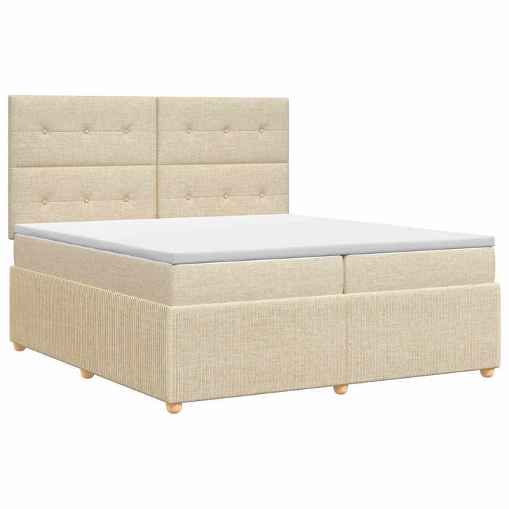 vidaXL Boxspringbed met matras Crèmekleurig 140 x 200 cm, Huis en Inrichting, Slaapkamer | Bedden, Crème, Nieuw, Verzenden
