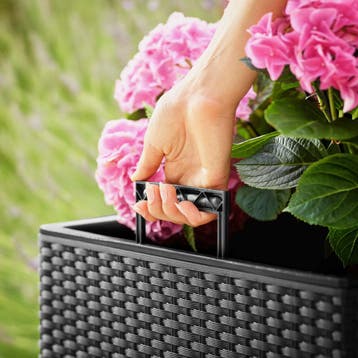Wicker Bloempot Rato Low Antraciet  39x39x40,5cm (Tuinieren), Verzenden, Nieuw