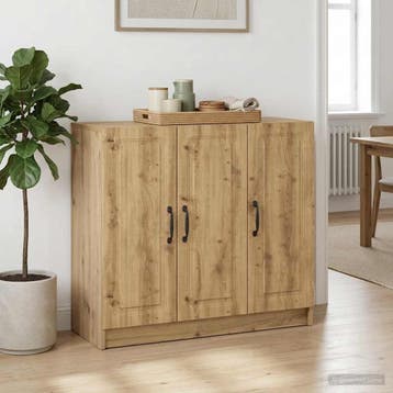 vidaXL Dressoir Artisanaal eiken 89 x 34,5 x 77 cm Bewerkt, Verzenden, Nieuw, Overige houtsoorten, Minder dan 50 cm