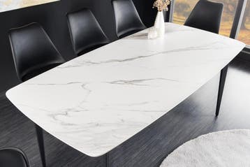 Eettafel MILANO 180 cm wit marmer keramiek zwart metalen, Huis en Inrichting, Tafels | Eettafels, Ophalen of Verzenden, Nieuw