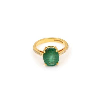 Verlovingsring - 14 karaat Geel goud - 3.62ct. tw. Smaragd -, Sieraden, Tassen en Uiterlijk