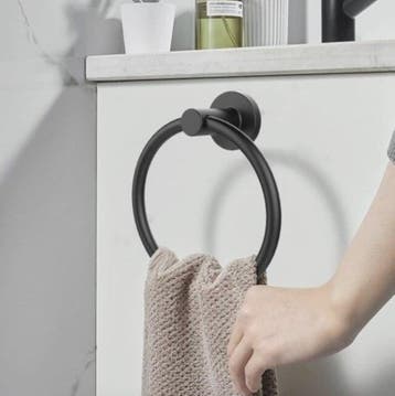 Partij van 38 Pendant handdoek ophang ringen - Zwart, Ophalen of Verzenden, Nieuw, Zwart, Handdoek