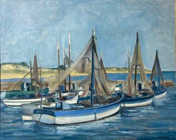 Adolphe de Siebenthal (1895-1958)  - Marina con velieri