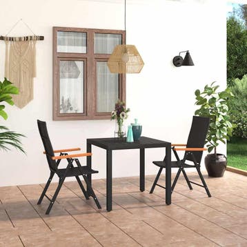 vidaXL 3-delige Tuinset zwart en bruin, Tuin en Terras, Tuinsets en Loungesets, Verzenden, Nieuw, 3 zitplaatsen, Tuinset