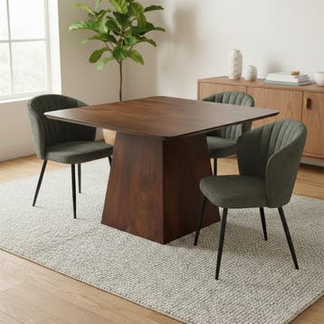 Mangohouten eettafel Mick vierkant bruin 110x110cm, Verzenden, Vierkant, Nieuw, Industriële meubels