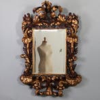 Grote formaat Italiaans barok spiegel  hout geneden lijst ve, Antiek en Kunst, Ophalen of Verzenden