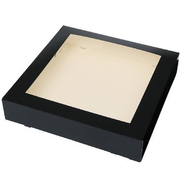 Taartdoos met venster 30x30x6cm. Zwart 50st, Verzenden, Nieuw