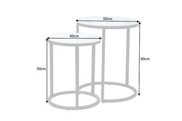 Bijzettafel ELEGANCE Ø 50-60cm rond set van 2 marmerlook wit, Huis en Inrichting, Ophalen of Verzenden, Nieuw