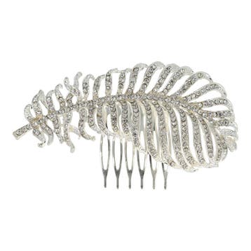 Sierkam 10cm - Bladmotief - Strass Steentjes - Metaal -, Nieuw