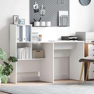 vidaXL Bureau Wit Bewerkt hout 131,5 x 50 x 106,5 cm, Verzenden, Nieuw