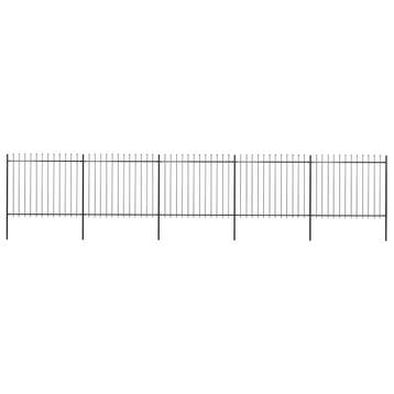vidaXL Tuinhek met speerpunt staal 838x150 cm zwart, Verzenden, Nieuw, IJzer, 2 meter of meer