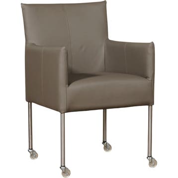 Set van 8 Leren eetkamerstoelen Desire - Toledo Smog, Ophalen of Verzenden, Nieuw, Leer