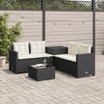 vidaXL Tuinbank met tafel en kussens L-vormig poly rattan, Verzenden, Nieuw, Rotan
