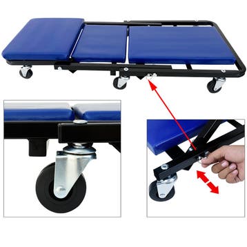 Monteursbed Blauw Zwart Metaal 92x44x12cm Stoel 150kg, Auto diversen, Verzenden, Nieuw