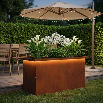vidaXL Plantenbak met led Roestkleurig 30 x 60 x 30 cm, Tuin en Terras, Verzenden, Nieuw, Metaal, 60 tot 100 cm