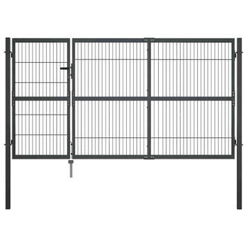 vidaXL Tuinpoort met palen staal 350x140 cm antraciet, Verzenden, Nieuw