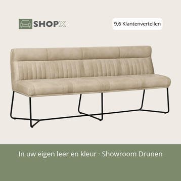 Leren eetkamerbank Cuddle (200 cm), Nieuw, Ophalen of Verzenden, Rechte bank, 200 tot 250 cm