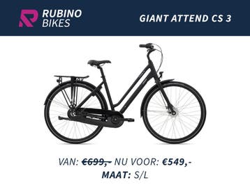 GIANT ATTEND CS 3 (S/L) DAMES - €150 KORTING - STADSFIETS, Fietsen en Brommers, Fietsen | Dames | Damesfietsen, Ophalen, 53 tot 56 cm