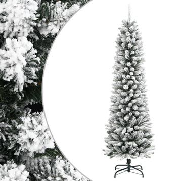 vidaXL Kunstkerstboom met sneeuw smal 210 cm PVC en PE, Verzenden, Nieuw