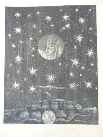 Ernst Fuchs (1930-2015) - Samson bei der hure in Gaza