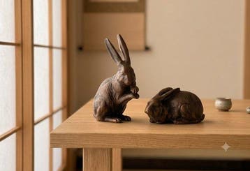Beeldje - Ryumondo Iron Rabbit Pair — Lucky Zodiac Figurines