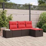 vidaXL Tuin Sofa Set met kussen met opslag 4 pcs poly rattan, Verzenden, Nieuw, Rotan, 4 zitplaatsen