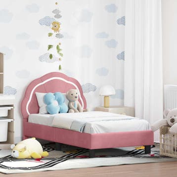 vidaXL Peuterbedframe met hoofdbord Roze 70 x 140 cm Fluweel, Verzenden, Nieuw, Stof