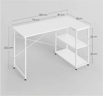 Hoekbureau L-Vorm met Opbergruimte – Bureau voor Thuiswerk, Huis en Inrichting, Bureaus, Verzenden, Nieuw