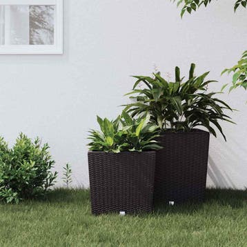 vidaXL Plantenbak met uitneembare bak rattan-look 21/32 L PP, Verzenden, Nieuw, Minder dan 60 cm