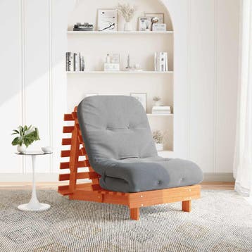 vidaXL Futon slaapbank met matras 70x206x11 cm grenenhout, Verzenden, Nieuw, Bruin