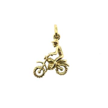 Gouden hanger van een motorcrosser (Hanger of bedel), Sieraden, Tassen en Uiterlijk, Bedels, Ophalen of Verzenden, Gebruikt, Goud