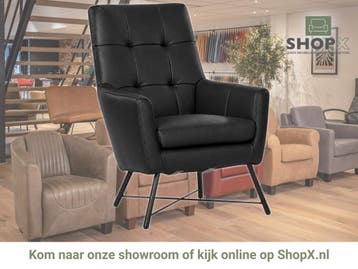 Leren fauteuil Proud - Granada Black (zwart), Nieuw, Ophalen of Verzenden, 75 tot 100 cm, Industrieel, Modern