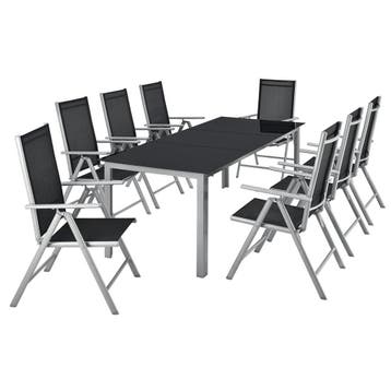 Aluminium tuinset - Milano - 9-delig - Zilver / Grijs, Verzenden, Nieuw